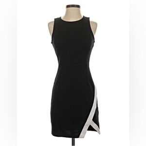 Classic Black Sleeveless Dress with White Accent
